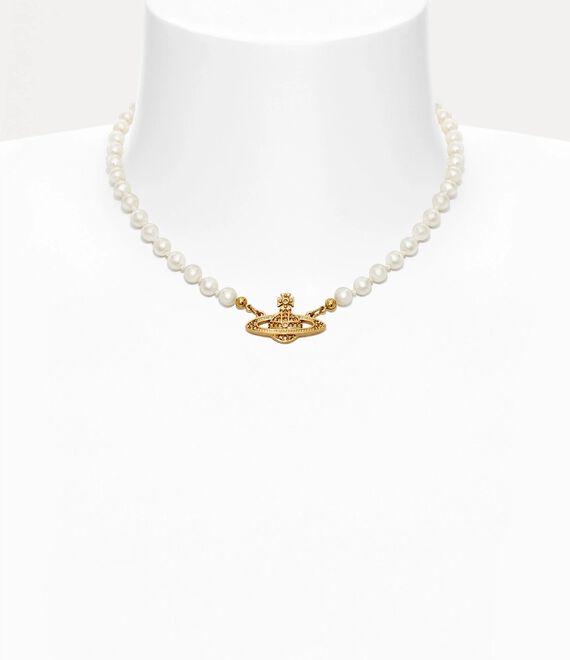 Vivienne Westwood mini bas relief choker gold light colorado topaz pearl